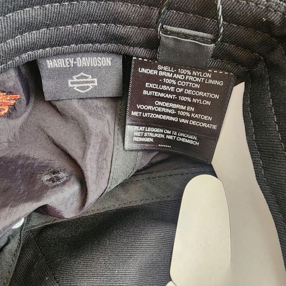 Harley Davidson Screamin' Eagle Adjustable Snapback Hat Black/Orange 97605-24VM - Picture 6 of 11